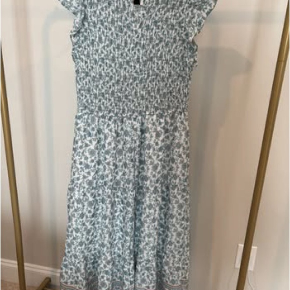 Smocked Light Blue Floral Casual Dress for Girls